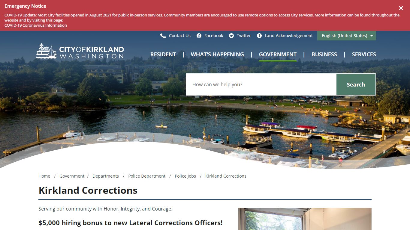 Kirkland Corrections – City of Kirkland - Kirkland, Washington